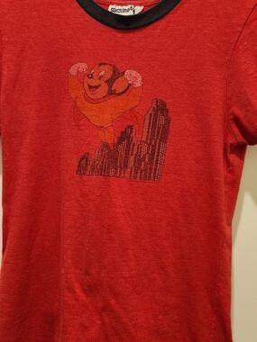 Passing4Sane Vintage Mighty Mousr Red Graphic Ringer Tee.
